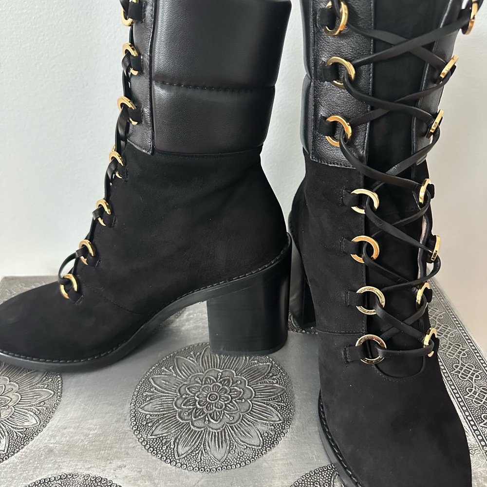 BNWT Stuart Weitzman Watson Tall Block-Heel Combat Boots - Picture 3 of 9